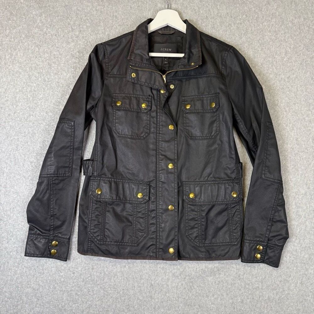 J Crew Womens Size Small Snap Front Utility Field Jacket Black 100% Cotton